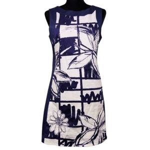 Desigual Women's Sleeveless Sheath Dress Navy Blue White Bold Print Size 38 XS